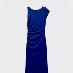 Zara blue one sleeve dress